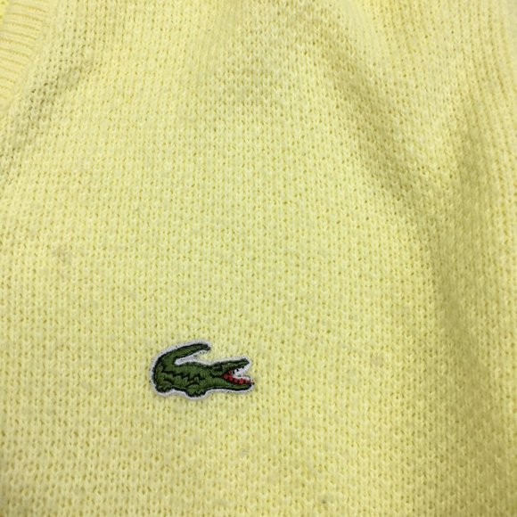 Vintage LACOSTE IZOD Yellow Soft Orlon Acrylic Textured Knit Pullover Sweater - Picture 9 of 12